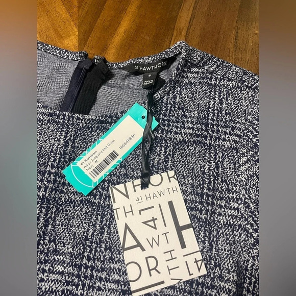 41 Hawthorn Aniya Jacquard Knit Dress Plaid Front Pockets Preppy Work Med NWT - Picture 7 of 8